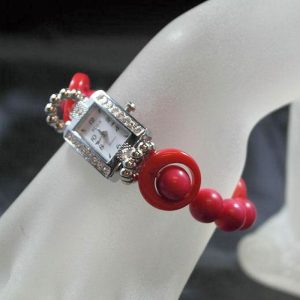 Montre bracelet perles Tagua teintées