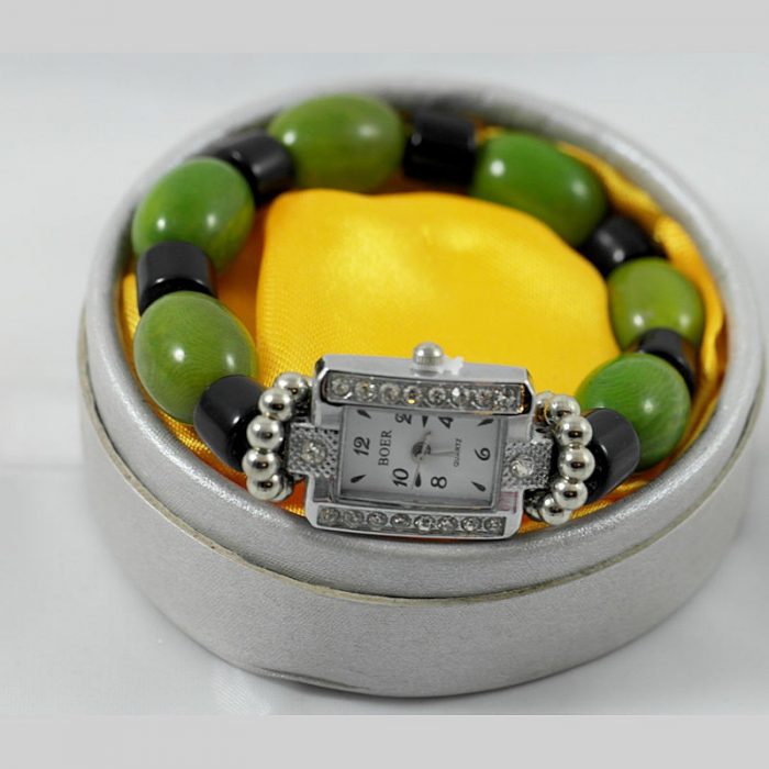 Montre bracelet perles Tagua teintées