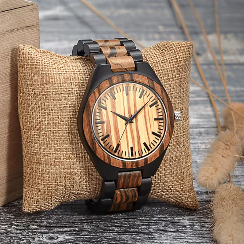 Montre en Bois Naturel – Quartz & Design Minimaliste – Image 3
