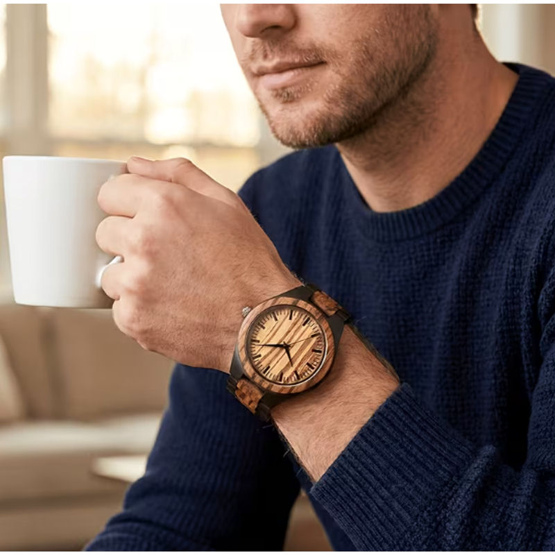 Montre en Bois Naturel – Quartz & Design Minimaliste – Image 4