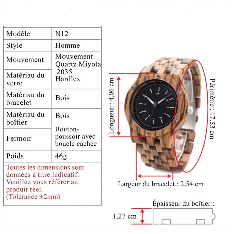 Montre en Bois – Quartz Japonais & Design Fashion – Image 4