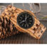 Montre en bois naturel avec mouvement quartz japonais