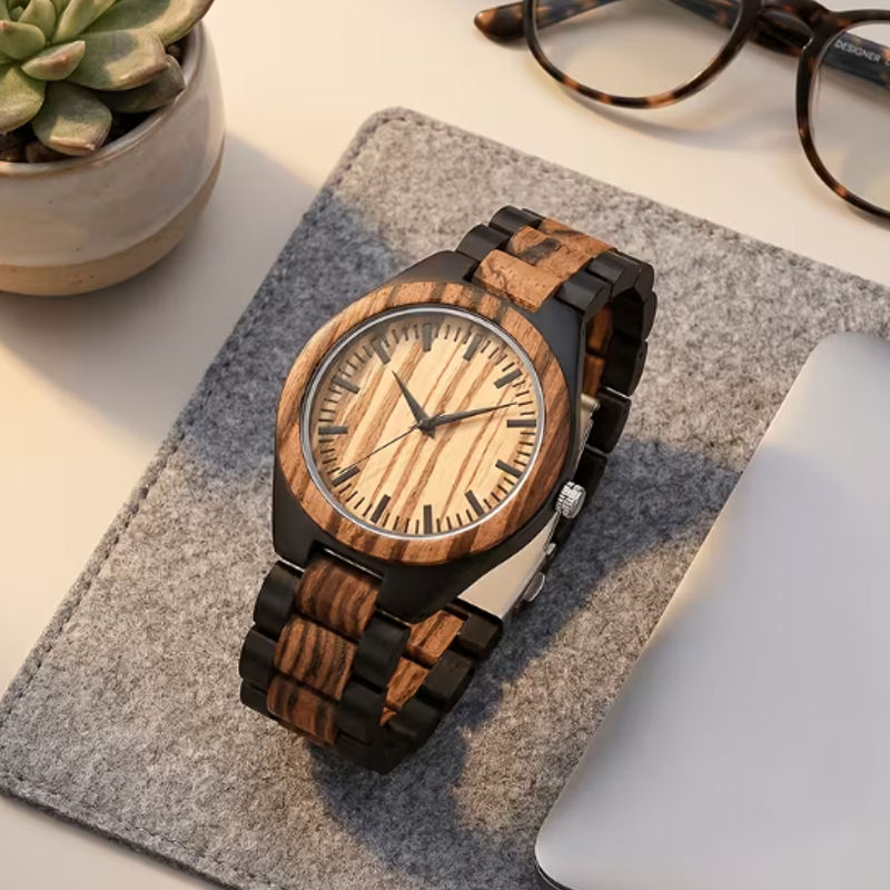 Montre en Bois Naturel – Quartz & Design Minimaliste – Image 6