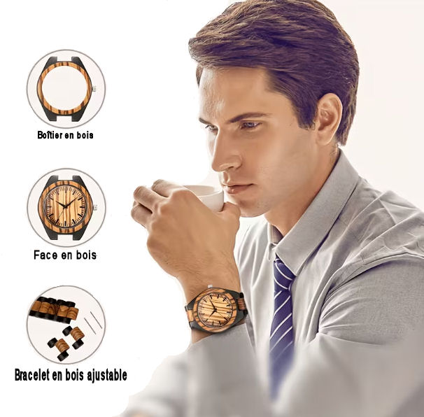 Montre en Bois Naturel – Quartz & Design Minimaliste – Image 7