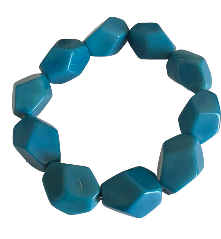 bracelet tagua bleu facetté