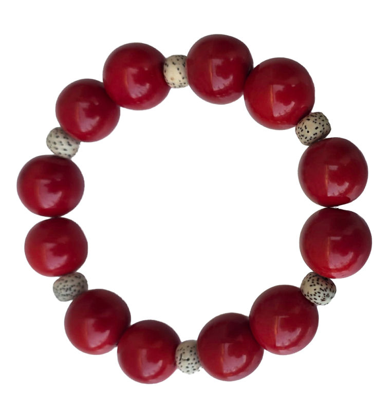 bracelet tagua rouge 15 mm bodhi 7 mm artisanal