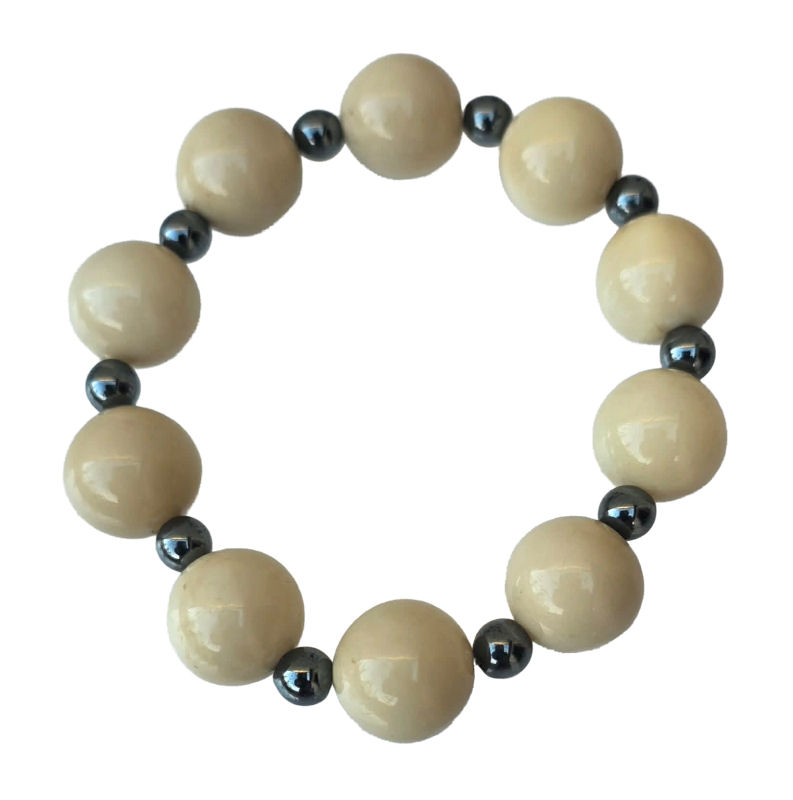 bracelet tagua 15 mm hématite 6 mm artisanal naturel