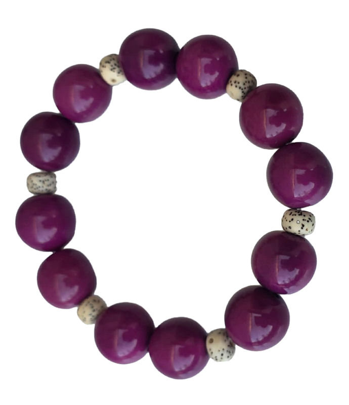 bracelet tagua violet 15 mm bodhi 7 mm artisanal