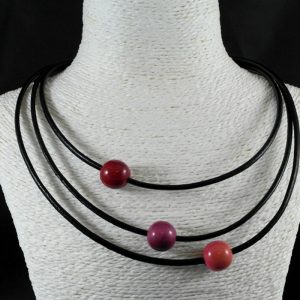 Collier cuir et perles de tagua