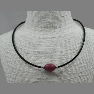 Collier cuir et perles de tagua