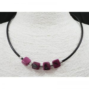 Collier cuir et perles de tagua
