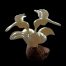 Colibris sur hibiscus taillé dans la graine de tagua