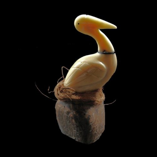 Pélican taillé dans la graine de tagua