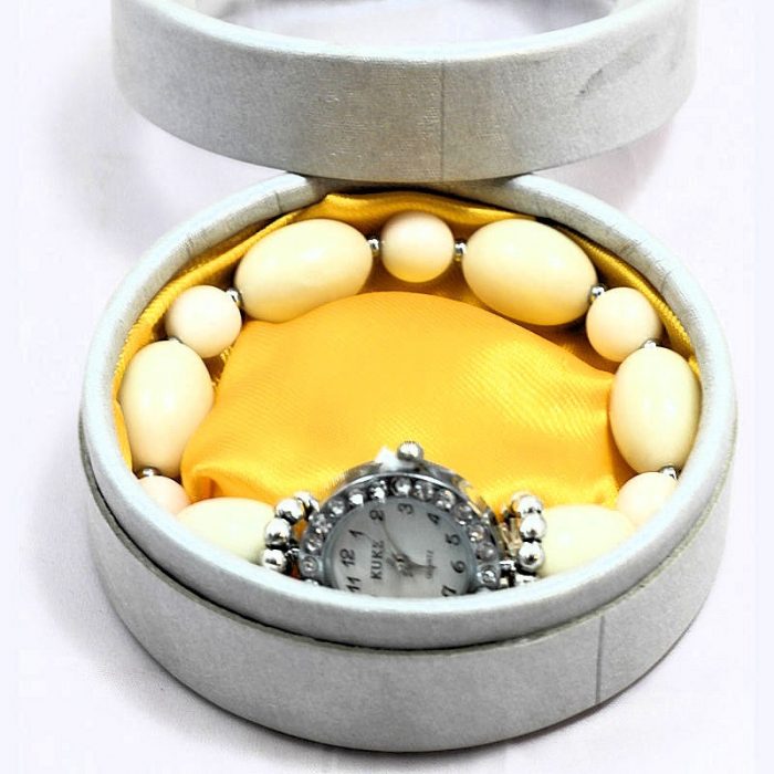 Montre bracelet perles Tagua couleur naturelle