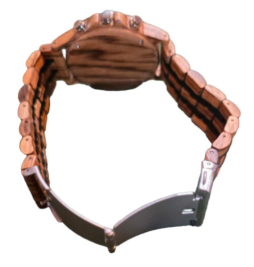 Montre en bois de luxe homme – quartz, calendrier complet, bracelet bois naturel, outil de réglage inclus