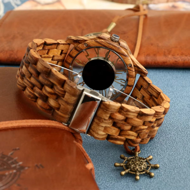 Montre en bois naturel minimaliste avec accessoires – cadran épuré marqueurs en chiffres arabes