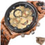 Montre en bois de luxe homme – quartz, calendrier complet, bracelet bois naturel, outil de réglage inclus