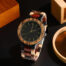 Montre homme en bois naturel avec cadran marron/noir et bracelet en bois texturé