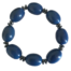 Bracelet composé de 8 perles ovales tagua olive bleu foncé et 16 perles rondelles hématite