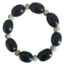 Bracelet en perles Tagua olive teinté noir et perles Bodhi, vue rapprochée