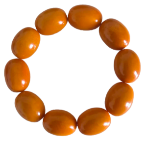 bracelet tagua orange artisanal 10 perles