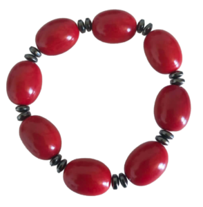 bracelet tagua rouge et hématite artisanal
