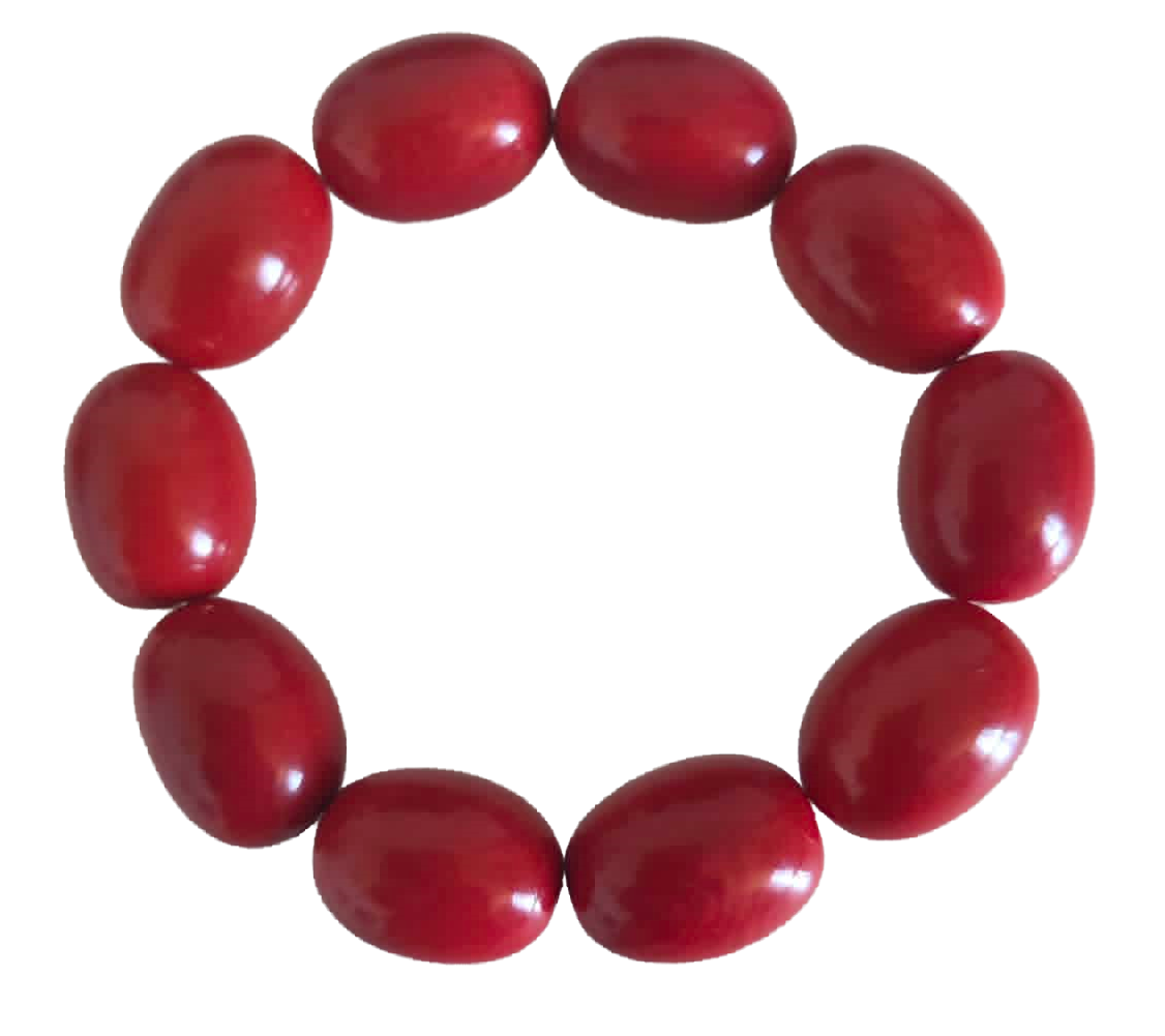 bracelet tagua rouge artisanal 10 perles