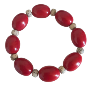 bracelet tagua rouge et bodhi artisanal
