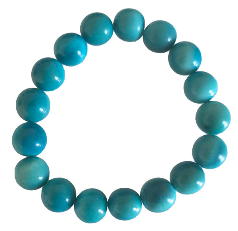 Bracelet bleu foncé en perles de Tagua de 12 mm, 17 perles, poids 18 grammes