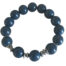 Bracelet bleu foncé en perles de Tagua 12 mm, pastilles et intercalaires en acier,