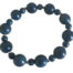 Bracelet bleu foncé en perles de Tagua 12 mm et 7 mm avec perles acier 3 mm, poids environ 13 grammes