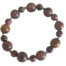 Bracelet artisanal en tagua marron avec perles de 12 mm, 7 mm et acier
