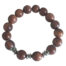 Bracelet artisanal en tagua marron avec 14 perles et éléments en acier