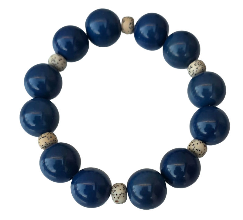 bracelet tagua bleu foncé et graines Bodhi artisanal